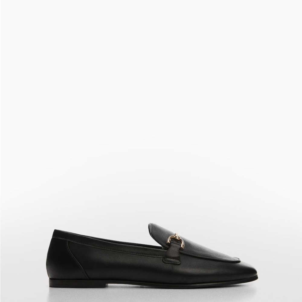 MANGO REAL LEATHER MOCCASINS / LOAFERS WITH METALLIC DETAIL